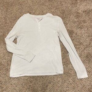 Express White Waffle Weave Long Sleeve Shirt - L